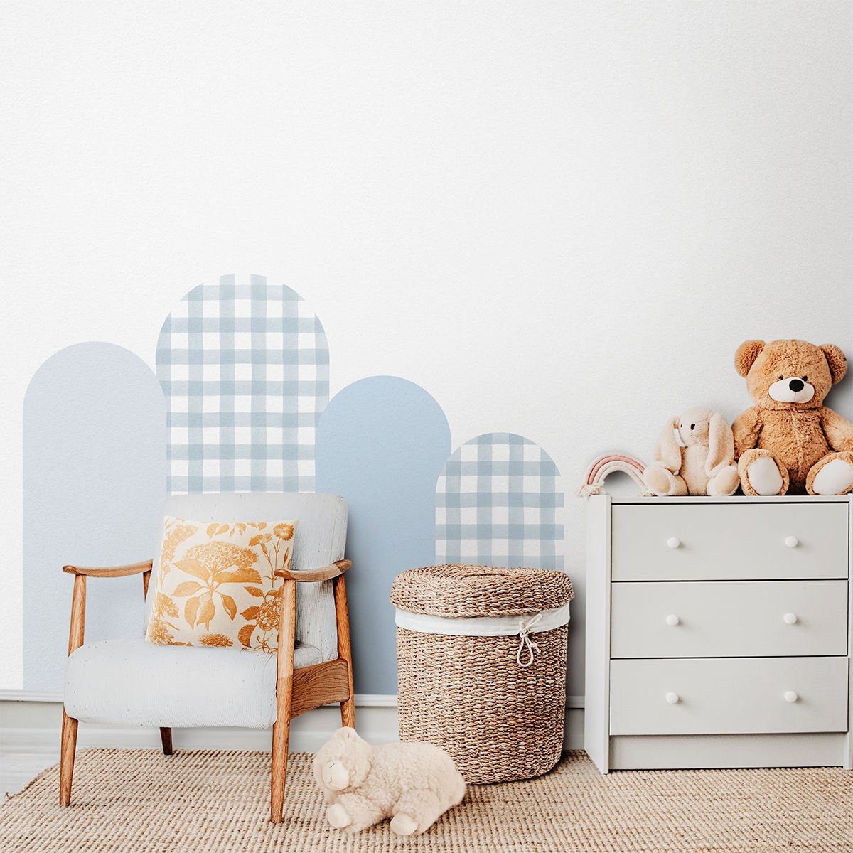 Kareli Arch Sticker Gece Mavi