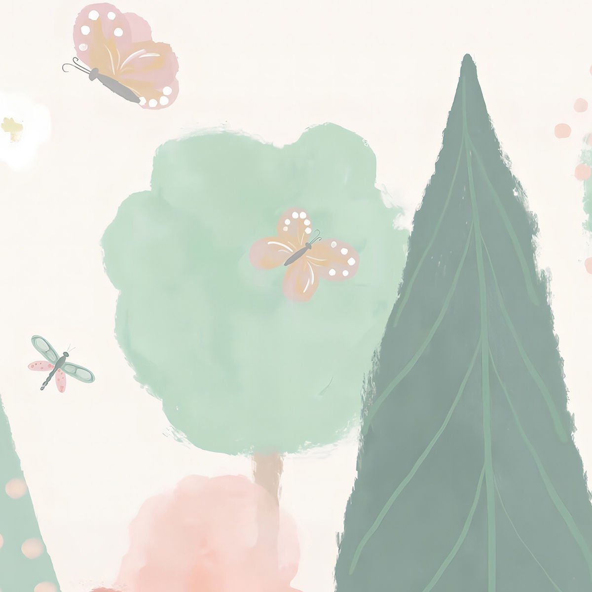 Sulu Boya Masal Ormanı Duvar Kağıdı