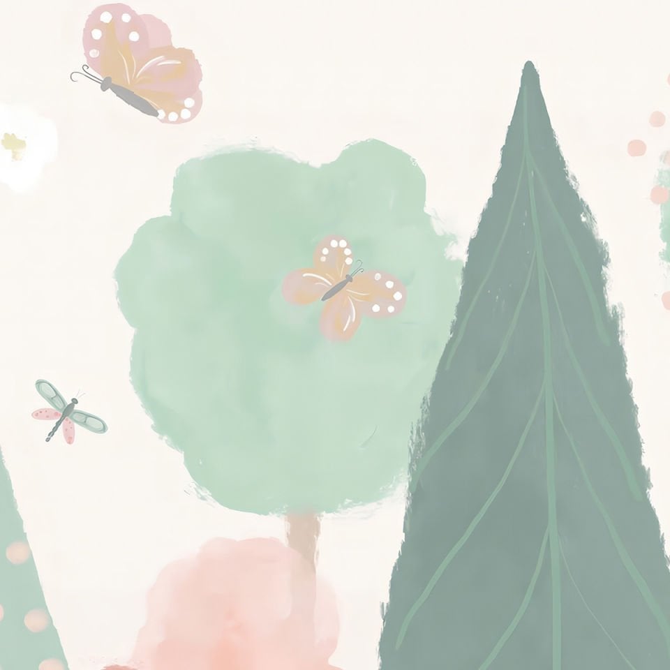 Sulu Boya Masal Ormanı Duvar Kağıdı