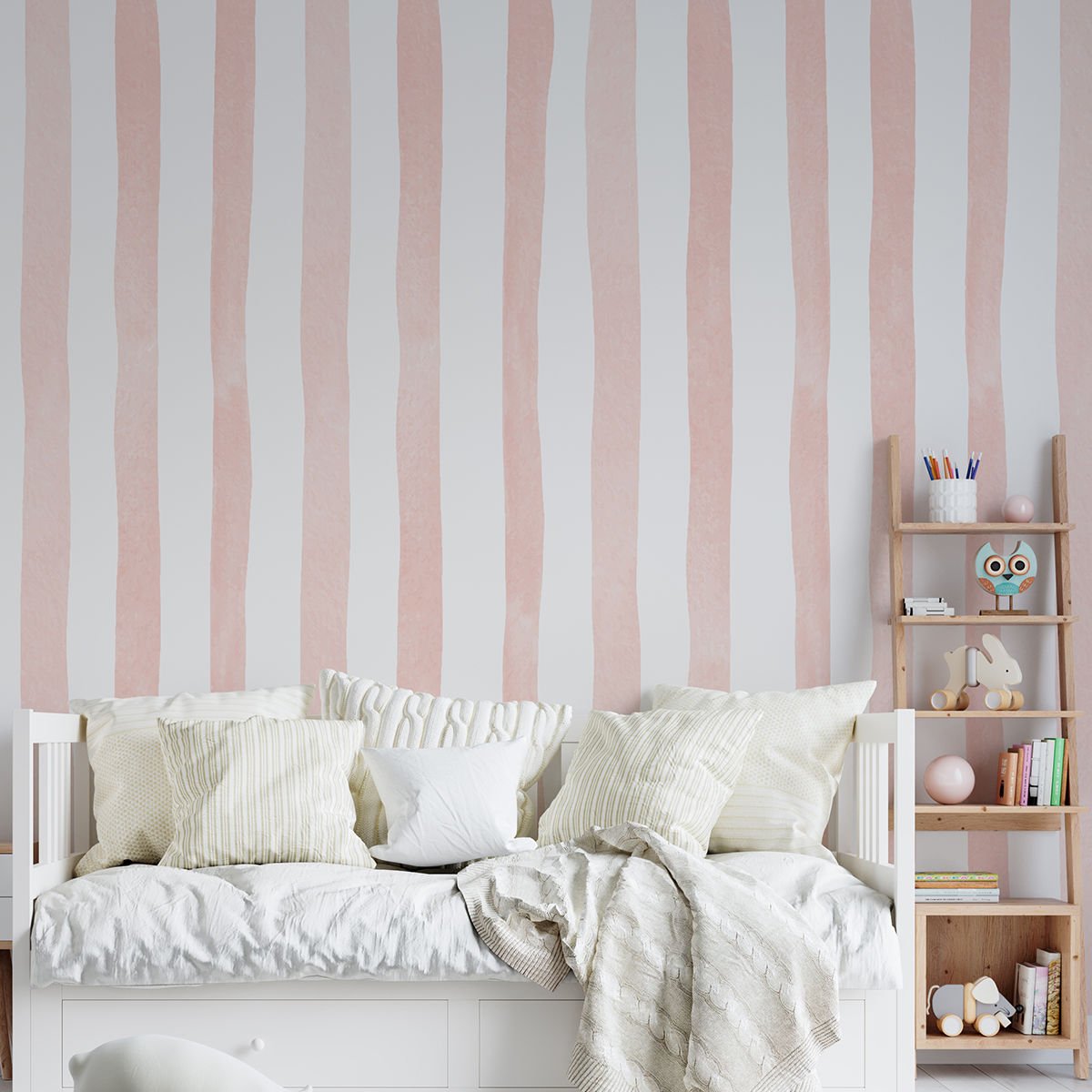 Sulu Boya Çizgiler Somon Duvar Kağıdı