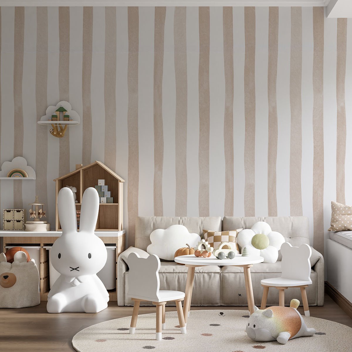 Sulu Boya Çizgiler Kahve Duvar Kağıdı