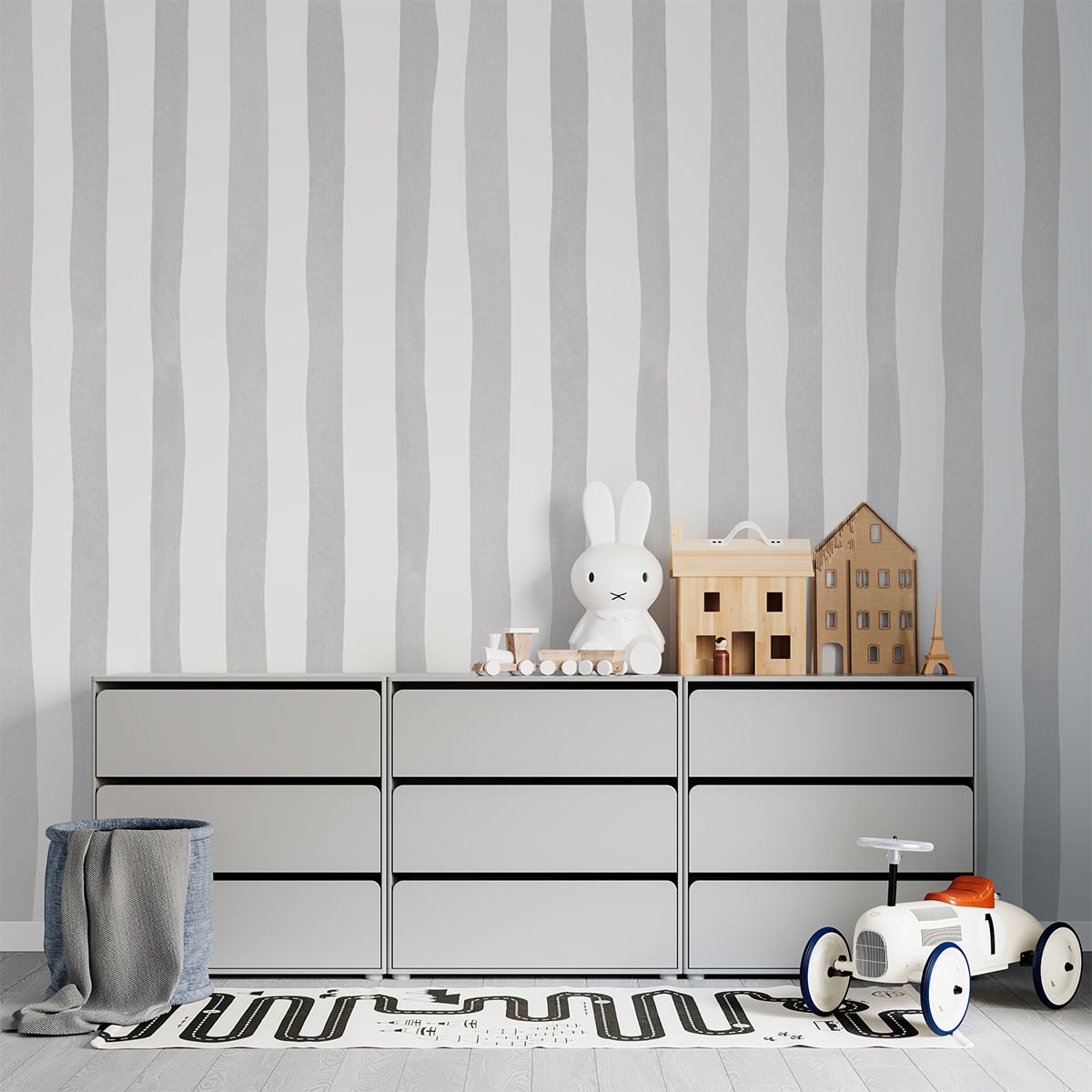 Sulu Boya Çizgiler Gri Duvar Kağıdı